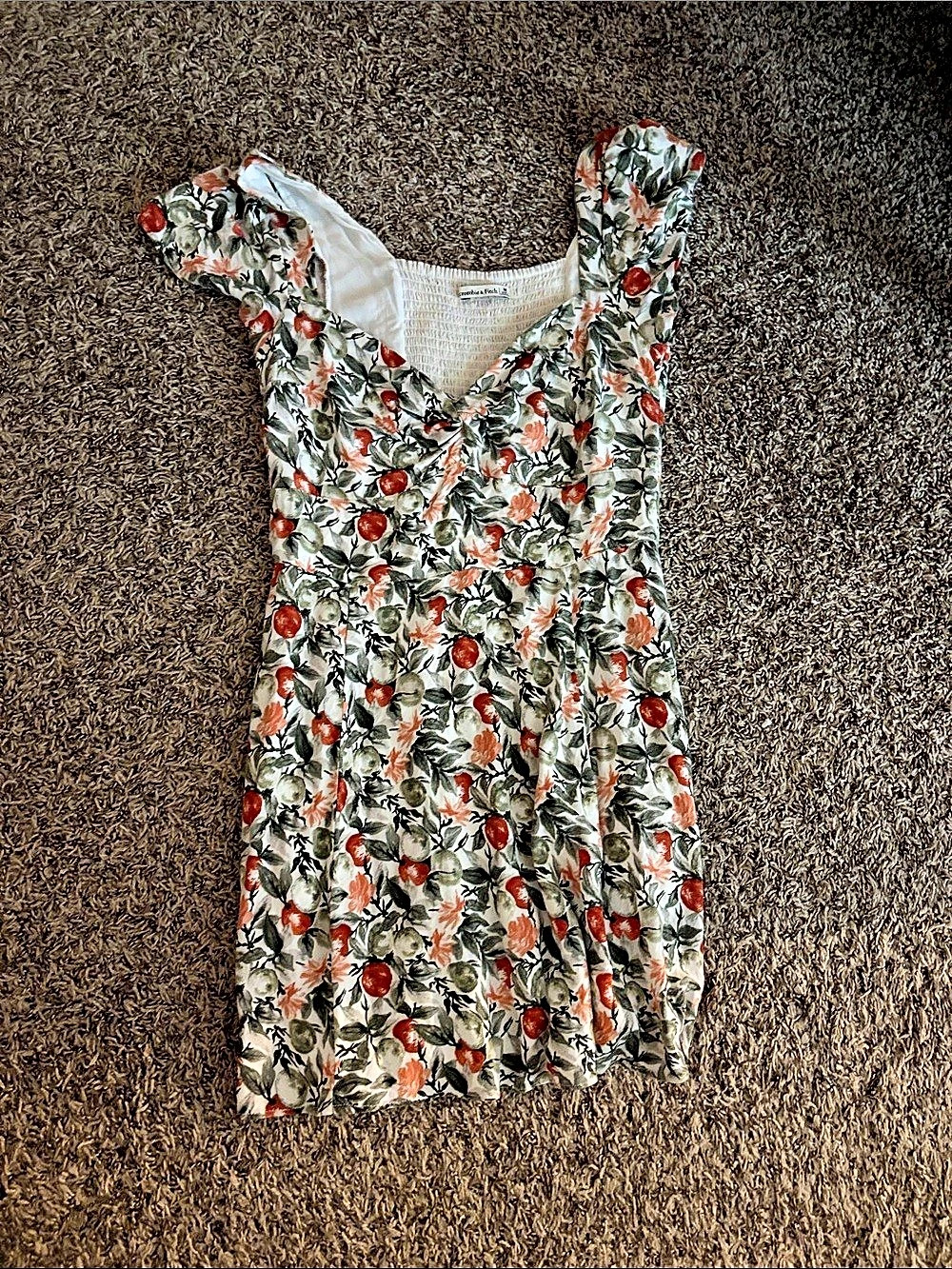 Abercrombie & Fitch Fruit Print Smocked Cap Sleeve Mini Dress